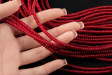 Red- High Quality in Roundel, 6mm, 8mm- Full 15.5 Inch Strand-15.5 inch Strand Smooth Crystal Beads
