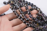 2str 10mm Crystal Beads Round Faceted Gunmetal Peacock 6" strands