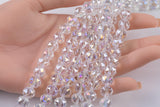 2str 10mm Crystal Beads Round Faceted Clear AB Peacock 6" strands