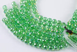 2str 10mm Crystal Beads Round Faceted Apple Green 6" strands