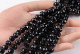 2str 10mm Crystal Beads Round Faceted Black 6" strands