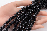 2str 10mm Crystal Beads Round Faceted Black 6" strands