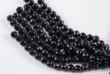 2str 10mm Crystal Beads Round Faceted Black 6" strands