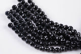 2str 10mm Crystal Beads Round Faceted Black 6" strands