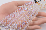 2str 10mm Crystal Beads Round Faceted Clear AB Peacock 6" strands