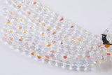 2str 10mm Crystal Beads Round Faceted Clear AB Peacock 6" strands