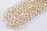 2str 10mm Crystal Beads Round Faceted Champagne 6" strands
