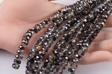 2str 8mm Crystal Beads Roundel Faceted Gunmetal Peacock 6" strands