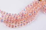 2str 10mm Crystal Beads Round Faceted Pink AB 6" strands