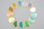 24x30mm Irregular Gold Bean Shaped Crystal Bezzeled With CZ