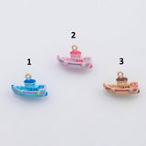 18K Gold pvd Boat ship charm enamel charm - Tarnish Resistant