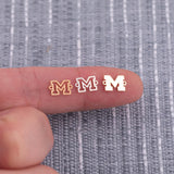 Letter M Varsity Font Letter Football Connector Michigan 14K Gold Filled 925 Silver Sport Connectors Bracelet or Necklace Permanent Jewelry