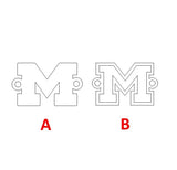 Letter M Varsity Letter Football Michigan Connector 14K Gold Filled Sterling Silver Connectors Bracelet or Necklace Permanent Jewelry