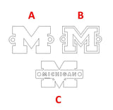 Letter M Varsity Letter Football Michigan Connector 14K Gold Filled Sterling Silver Connectors Bracelet or Necklace Permanent Jewelry