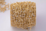 pvd Flower CZ Chain for Permanent Jewelry by Yard, pvd Plating Wholesale bulk Roll Chain Jewelry