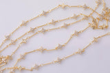 pvd Flower CZ Chain for Permanent Jewelry by Yard, pvd Plating Wholesale bulk Roll Chain Jewelry