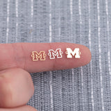 Letter M Varsity Font Letter Football Connector Michigan 14K Gold Filled 925 Silver Sport Connectors Bracelet or Necklace Permanent Jewelry