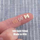Letter M Varsity Font Letter Football Connector Michigan 14K Gold Filled 925 Silver Sport Connectors Bracelet or Necklace Permanent Jewelry