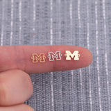 Letter M Varsity Font Letter Football Connector Michigan 14K Gold Filled 925 Silver Sport Connectors Bracelet or Necklace Permanent Jewelry