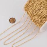 2.5mm Oval Round Chain Chain pvd Ion Gold Plated Chain - By the Yard - Tarnish Resistant
