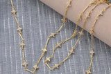 pvd Flower CZ Chain for Permanent Jewelry by Yard, pvd Plating Wholesale bulk Roll Chain Jewelry
