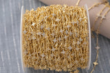 pvd Flower CZ Chain for Permanent Jewelry by Yard, pvd Plating Wholesale bulk Roll Chain Jewelry
