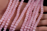 Cats Eye- Selenite Quartz- High Quality in Smooth Round, 4mm, 6mm, 8mm, 10mm, 12mm- Full Strand 15.5 inches Long- Blush Pink