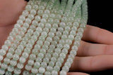 Cats Eye- Selenite Quartz- High Quality in Smooth Round, 4mm, 6mm, 8mm, 10mm, 12mm- Full Strand 15.5 inches Long- Pale Light Green