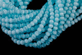 Cats Eye- Selenite Quartz- High Quality in Smooth Round, 4mm, 6mm, 8mm, 10mm, 12mm- Full Strand 15.5 inches Long- Dark Aqua BlueBlue