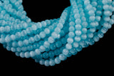 Cats Eye- Selenite Quartz- High Quality in Smooth Round, 4mm, 6mm, 8mm, 10mm, 12mm- Full Strand 15.5 inches Long- Dark Aqua BlueBlue