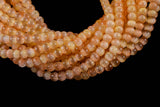 Cats Eye- Selenite Quartz- High Quality in Smooth Round, 4mm, 6mm, 8mm, 10mm, 12mm- Full Strand 15.5 inches Long- Umbre Orange Yellow