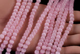 Cats Eye- Selenite Quartz- High Quality in Smooth Round, 4mm, 6mm, 8mm, 10mm, 12mm- Full Strand 15.5 inches Long- Pink
