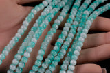 Cats Eye- Selenite Quartz- High Quality in Smooth Round, 4mm, 6mm, 8mm, 10mm, 12mm- Full Strand 15.5 inches Long- Umbre Blue