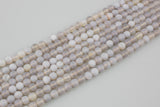 Natural Matt Banded Gray Agate, High Quality in Matt Faceted Round, 6mm, 8mm, 10mm- Full 15.5 Inch Strand- Gemstone Beads