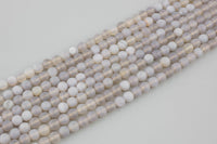 Natural Matt Banded Gray Agate, High Quality in Matt Faceted Round, 6mm, 8mm, 10mm- Full 15.5 Inch Strand- Gemstone Beads