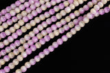Cats Eye- Selenite Quartz- High Quality in Smooth Round, 4mm, 6mm, 8mm, 10mm, 12mm- Full Strand 15.5 inches Long- Light Kunzite Pink purple