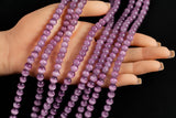 Cats Eye- Selenite Quartz- High Quality in Smooth Round, 4mm, 6mm, 8mm, 10mm, 12mm- Full Strand 15.5 inches Long-Grape Purple