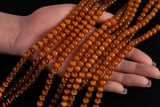 Cats Eye- Selenite Quartz- High Quality in Smooth Round, 4mm, 6mm, 8mm, 10mm, 12mm- Full Strand 15.5 inches Long- Brown