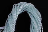 Cats Eye- Selenite Quartz- High Quality in Smooth Barrel 4x6mm- Full Strand 15.5 inches Long- Light Aqua