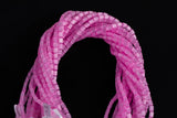 Cats Eye- Selenite Quartz- High Quality in Smooth Barrel 4x6mm- Full Strand 15.5 inches Long- Fusia Pink