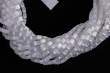 Cats Eye- Selenite Quartz- High Quality in Smooth Barrel 4x6mm- Full Strand 15.5 inches Long- White