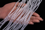 Cats Eye- Selenite Quartz- High Quality in Smooth Barrel 4x6mm- Full Strand 15.5 inches Long- White