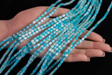 Cats Eye- Selenite Quartz- High Quality in Smooth Barrel 4x6mm- Full Strand 15.5 inches Long- Umbre Aqua