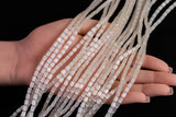 Cats Eye- Selenite Quartz- High Quality in Smooth Barrel 4x6mm- Full Strand 15.5 inches Long- Light Champagne