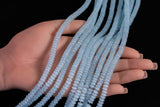 Cats Eye- Selenite Quartz- High Quality in Smooth Barrel 6mm or 8mm Full Strand 15.5 inches Long- Light Aqua Blue