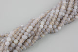 Natural Matt Banded Gray Agate, High Quality in Matt Faceted Round, 6mm, 8mm, 10mm- Full 15.5 Inch Strand- Gemstone Beads