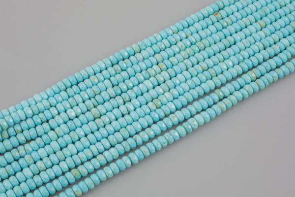 Natural Dyed Lt Blue Turquoise, High Quality in Faceted Roundel 8mm- Full 15.5 Inch strand Gemstone Beads