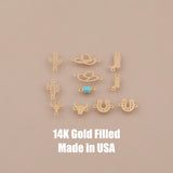 Western Themed Connector Pack - Gold Filled 925 Sterling Silver - Permanent Jewelry Connectors Cowboy Hat Cactus Boots Cow Head PJ supplies