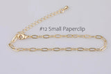 Modern Satellite Paperclip Charm Bracelet 18k Gold Bracelet Anklet Chain One Size Fits All 6.75 inches - 2 inch extender Tarnish Resistant