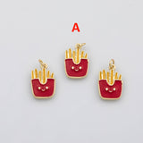 18K Gold pvd McDonalds large fries popcorn chicken charm enamel charm s Charms - Tarnish Resistant